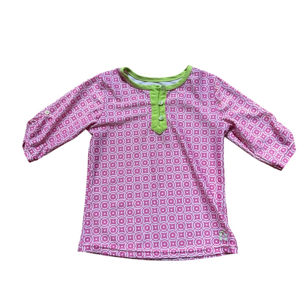 Cabana‎ Life Rash Guard Kids Pink Excellent Geometric Henley Swim Top SIZE 5